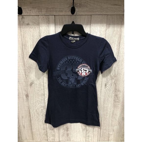 Hot Leathers Women's 2016 Small Blue Sturgis Buffalo Chip 35 Years Est 1981 NWT - Picture 2 of 5